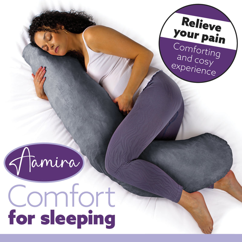 Aamira Aamira Pregnancy Pillow | Grey Memory Foam Maternity Cushion L Shaped