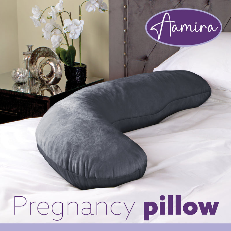 Aamira Aamira Pregnancy Pillow | Grey Memory Foam Maternity Cushion L Shaped