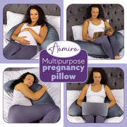 Aamira Aamira Pregnancy Pillow | Grey Memory Foam Maternity Cushion L Shaped