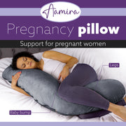Aamira Aamira Pregnancy Pillow | Grey Memory Foam Maternity Cushion L Shaped
