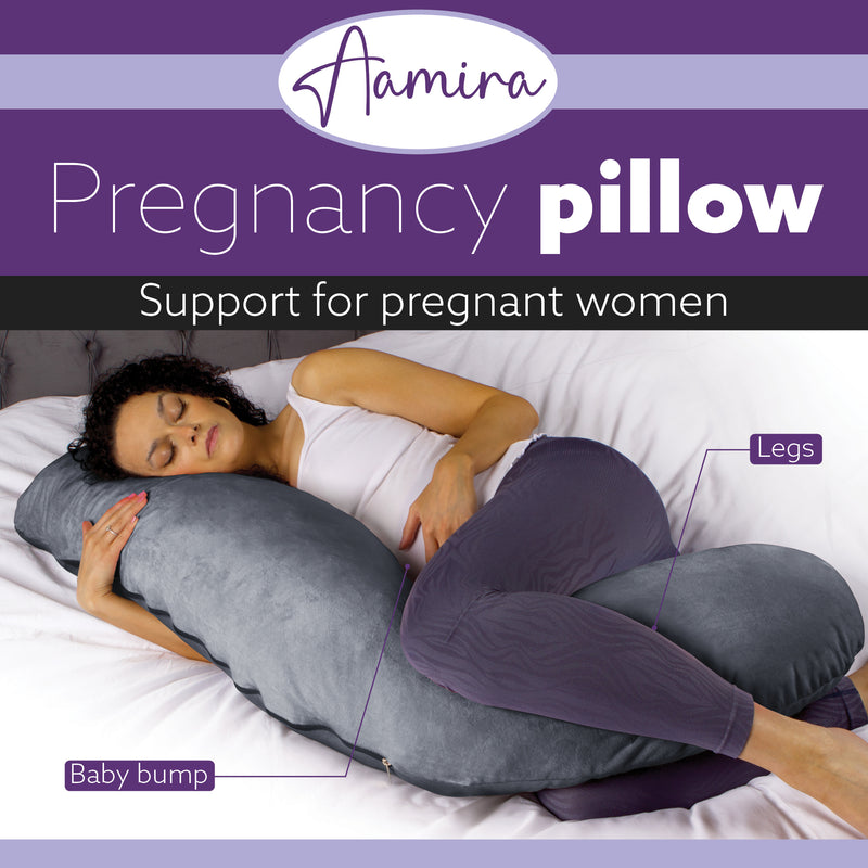 Aamira Aamira Pregnancy Pillow | Grey Memory Foam Maternity Cushion L Shaped