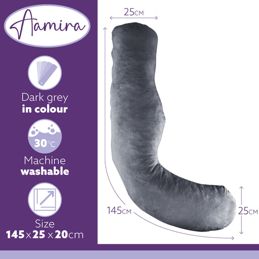 Aamira Aamira Pregnancy Pillow | Grey Memory Foam Maternity Cushion L Shaped