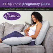 Aamira Aamira Pregnancy Pillow | Light Grey Memory Foam Maternity Cushion C Shaped