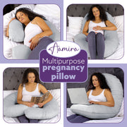Aamira Aamira Pregnancy Pillow | Light Grey Memory Foam Maternity Cushion C Shaped