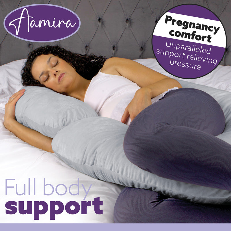 Aamira Aamira Pregnancy Pillow | Light Grey Memory Foam Maternity Cushion C Shaped