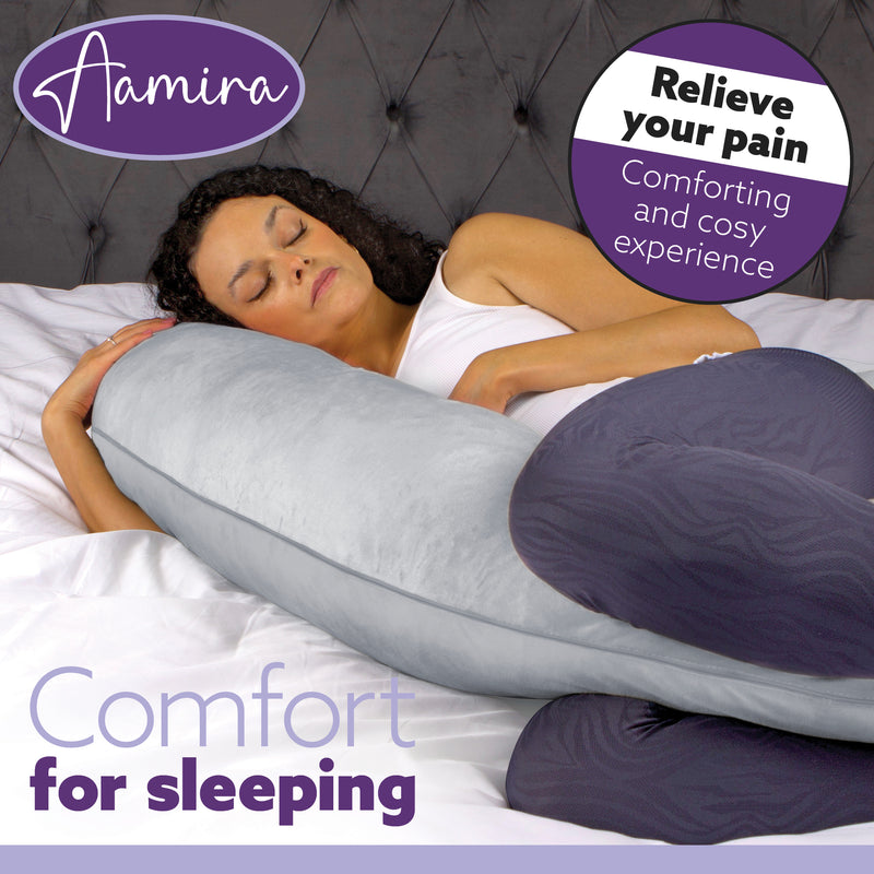 Aamira Aamira Pregnancy Pillow | Light Grey Memory Foam Maternity Cushion C Shaped