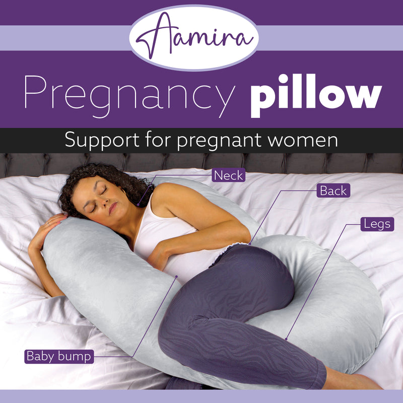 Aamira Aamira Pregnancy Pillow | Light Grey Memory Foam Maternity Cushion C Shaped