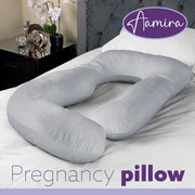 Aamira Aamira Pregnancy Pillow | Light Grey Memory Foam Maternity Cushion J Shaped