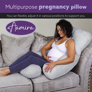 Aamira Aamira Pregnancy Pillow | Light Grey Memory Foam Maternity Cushion J Shaped