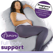 Aamira Aamira Pregnancy Pillow | Light Grey Memory Foam Maternity Cushion J Shaped