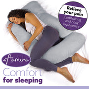 Aamira Aamira Pregnancy Pillow | Light Grey Memory Foam Maternity Cushion J Shaped