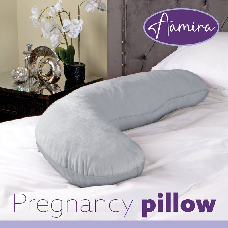Aamira Aamira Pregnancy Pillow | Light Grey Memory Foam Maternity Cushion L Shaped