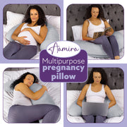 Aamira Aamira Pregnancy Pillow | Light Grey Memory Foam Maternity Cushion L Shaped