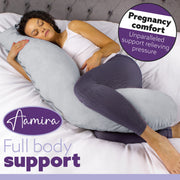 Aamira Aamira Pregnancy Pillow | Light Grey Memory Foam Maternity Cushion L Shaped