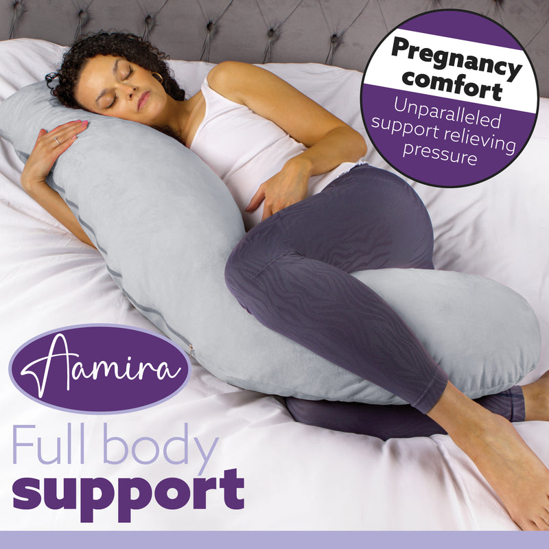 Aamira Aamira Pregnancy Pillow | Light Grey Memory Foam Maternity Cushion L Shaped