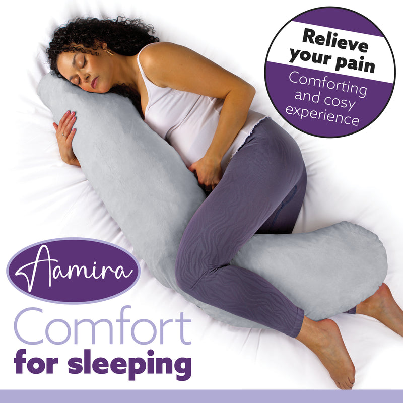 Aamira Aamira Pregnancy Pillow | Light Grey Memory Foam Maternity Cushion L Shaped