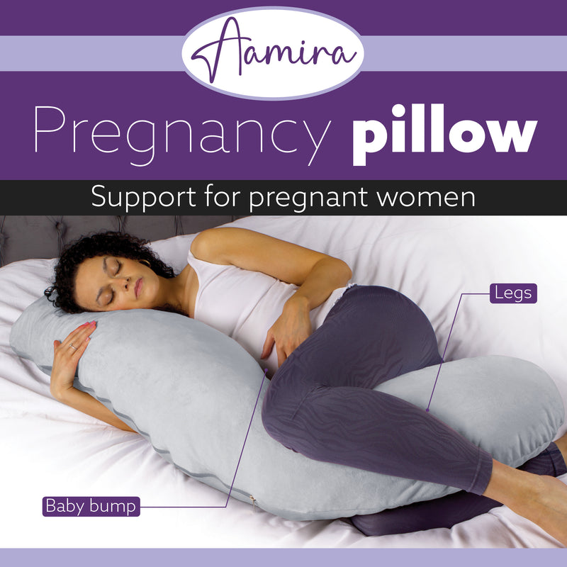 Aamira Aamira Pregnancy Pillow | Light Grey Memory Foam Maternity Cushion L Shaped