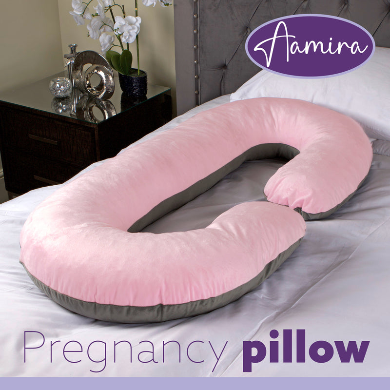 Aamira Aamira Pregnancy Pillow | Pink Memory Foam Maternity Cushion C Shaped