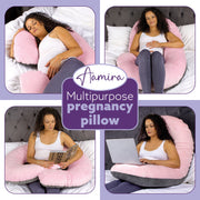 Aamira Aamira Pregnancy Pillow | Pink Memory Foam Maternity Cushion C Shaped