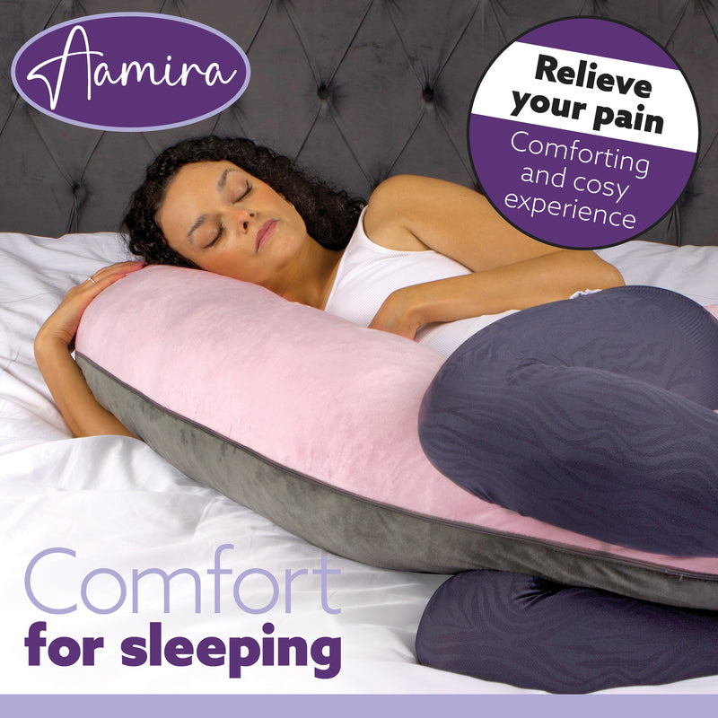 Aamira Aamira Pregnancy Pillow | Pink Memory Foam Maternity Cushion C Shaped
