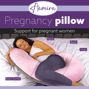 Aamira Aamira Pregnancy Pillow | Pink Memory Foam Maternity Cushion C Shaped