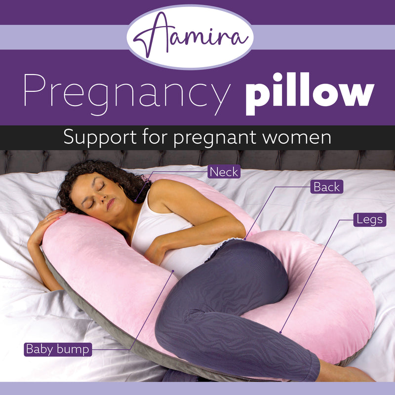 Aamira Aamira Pregnancy Pillow | Pink Memory Foam Maternity Cushion C Shaped