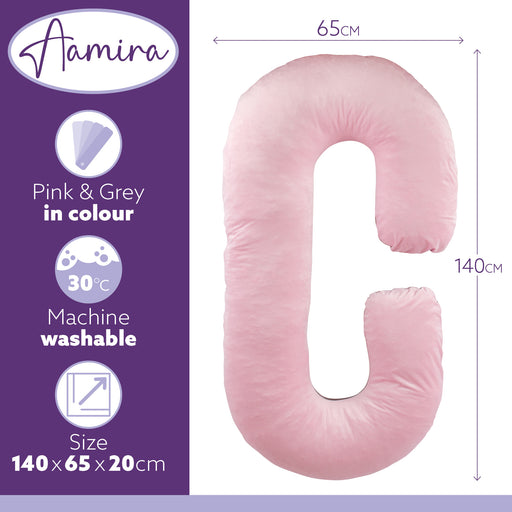 Aamira Aamira Pregnancy Pillow | Pink Memory Foam Maternity Cushion C Shaped