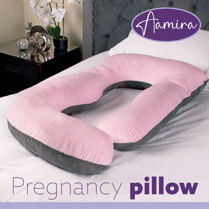 Aamira Aamira Pregnancy Pillow | Pink Memory Foam Maternity Cushion J Shaped