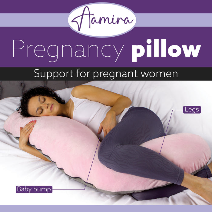 Aamira Aamira Pregnancy Pillow | Pink Memory Foam Maternity Cushion L Shaped