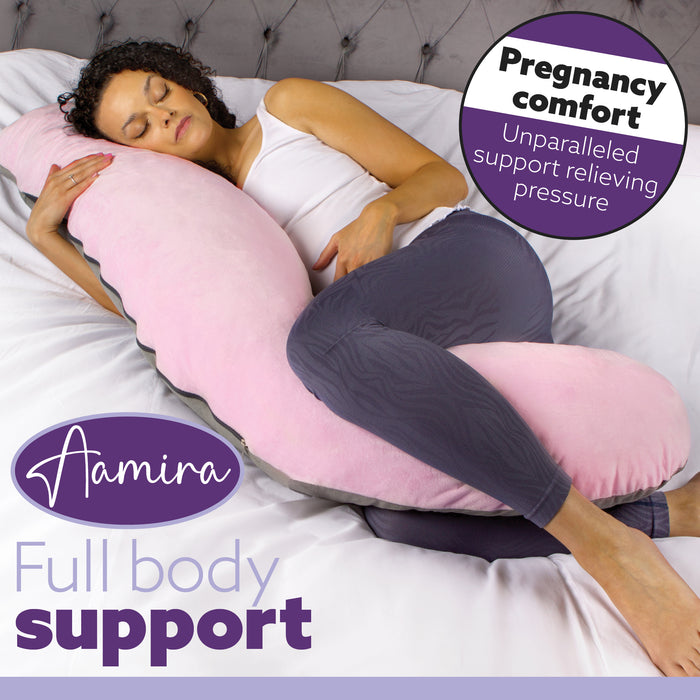 Aamira Aamira Pregnancy Pillow | Pink Memory Foam Maternity Cushion L Shaped