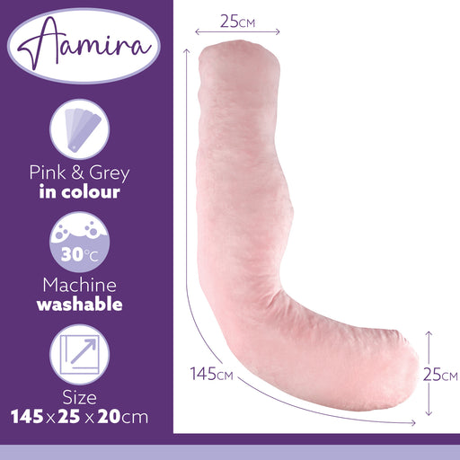 Aamira Aamira Pregnancy Pillow | Pink Memory Foam Maternity Cushion L Shaped
