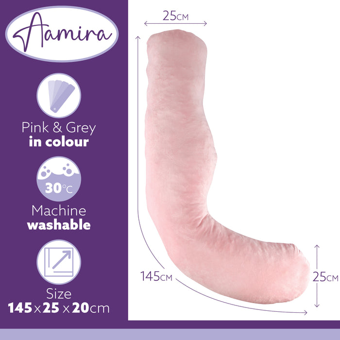 Aamira Aamira Pregnancy Pillow | Pink Memory Foam Maternity Cushion L Shaped
