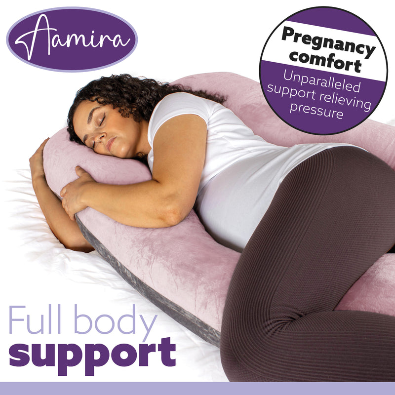 Aamira Aamira Pregnancy Pillow | Pink Memory Foam Maternity Cushion U Shaped