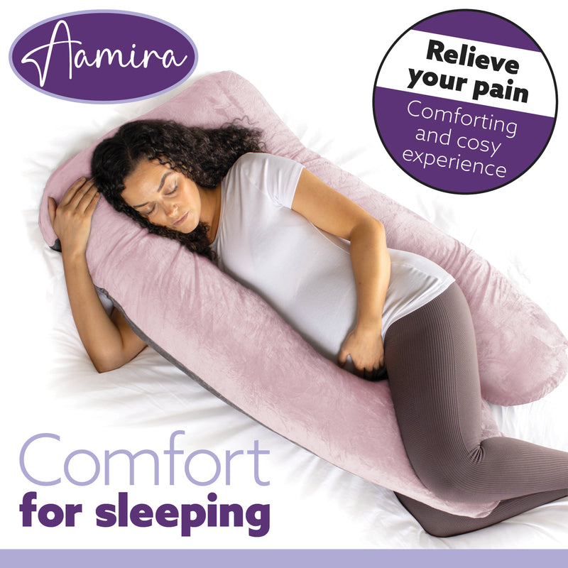 Aamira Aamira Pregnancy Pillow | Pink Memory Foam Maternity Cushion U Shaped