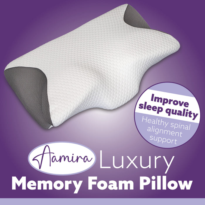 Aamira Aamira Side Sleeper Cervical Pillow | Memory Foam Neck Support OEKO-TEX