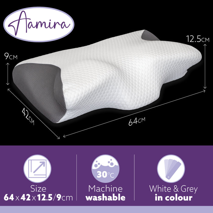 Aamira Aamira Side Sleeper Cervical Pillow | Memory Foam Neck Support OEKO-TEX