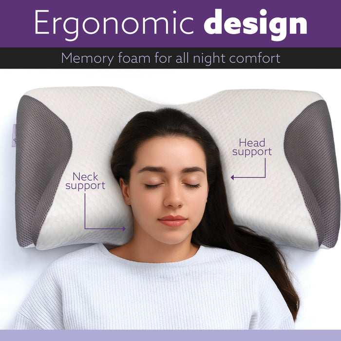 Aamira Aamira Side Sleeper Cervical Pillow | Memory Foam Neck Support OEKO-TEX