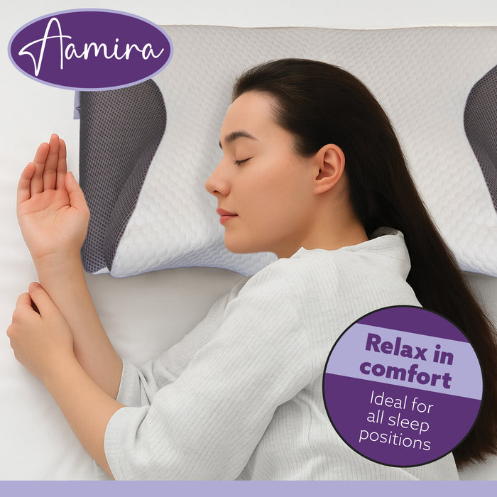 Aamira Aamira Side Sleeper Cervical Pillow | Memory Foam Neck Support OEKO-TEX