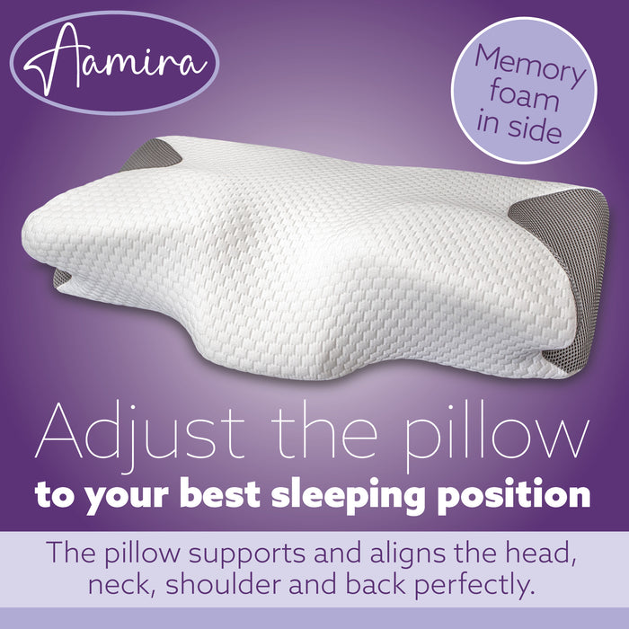 Aamira Aamira Side Sleeper Cervical Pillow | Memory Foam Neck Support OEKO-TEX