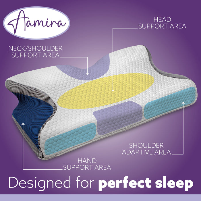 Aamira Aamira Side Sleeper Cervical Pillow | Memory Foam Neck Support OEKO-TEX