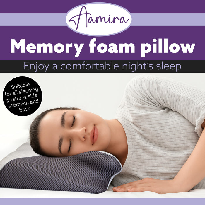 Aamira Aamira Side Sleeper Cervical Pillow | Memory Foam Neck Support OEKO-TEX