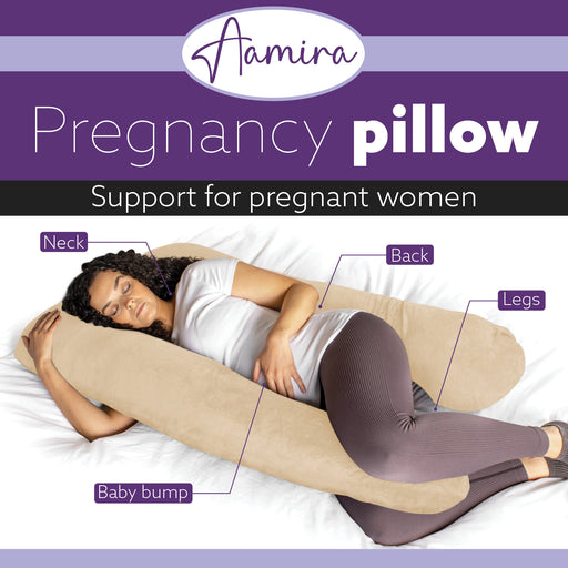 Aamira Aamira U Shape Pregnancy Maternity Pillow | Memory Foam Cushion Cream