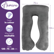 Aamira Aamira U Shape Pregnancy Maternity Pillow | Memory Foam Cushion Dark Grey