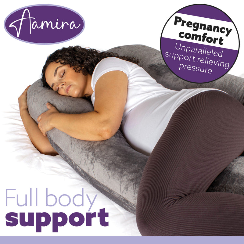 Aamira Aamira U Shape Pregnancy Maternity Pillow | Memory Foam Cushion Dark Grey