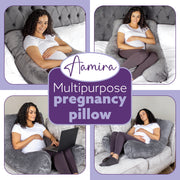 Aamira Aamira U Shape Pregnancy Maternity Pillow | Memory Foam Cushion Dark Grey