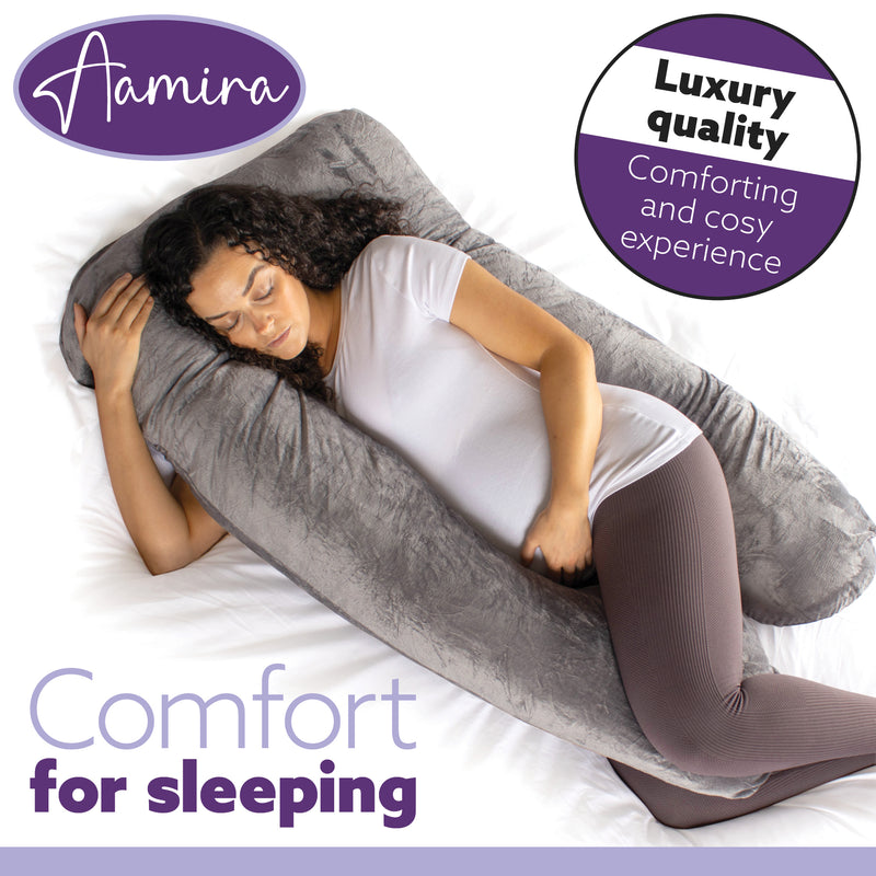 Aamira Aamira U Shape Pregnancy Maternity Pillow | Memory Foam Cushion Dark Grey