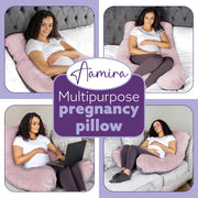 Aamira Aamira U Shape Pregnancy Maternity Pillow | Memory Foam Cushion Grey & Pink