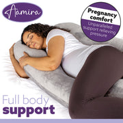Aamira Aamira U Shape Pregnancy Maternity Pillow | Memory Foam Cushion Light Grey
