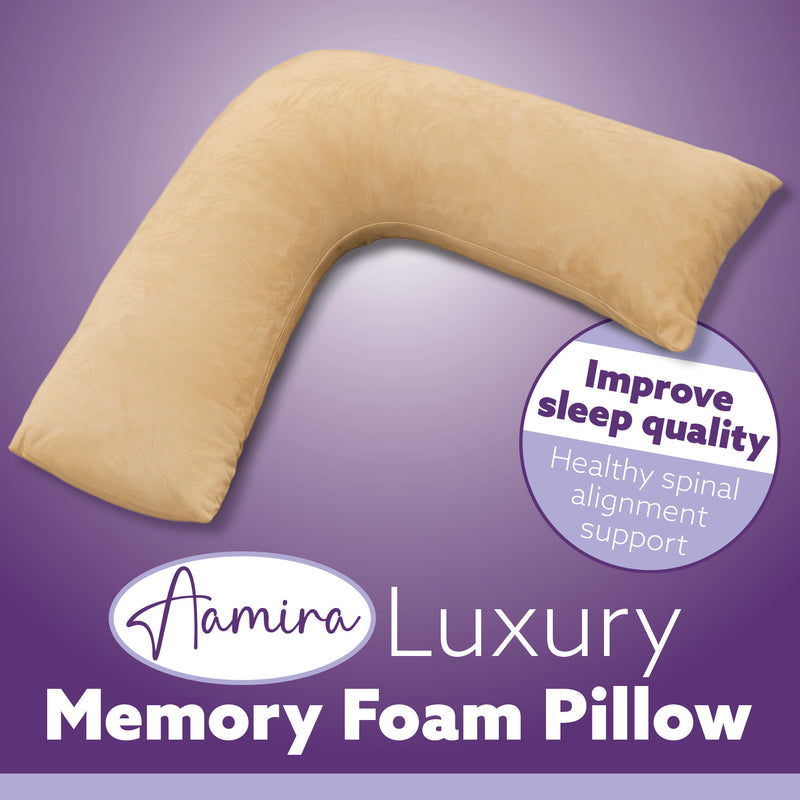 Aamira Aamira V Shaped Pillow Memory Foam Premium Pillow | Cream Bed Pillow