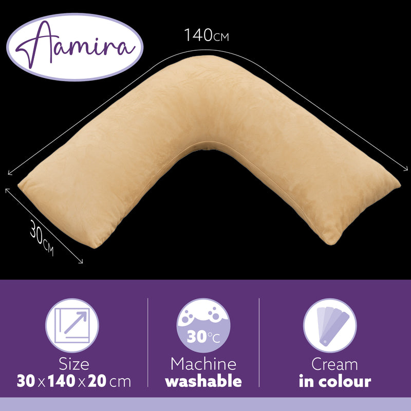 Aamira Aamira V Shaped Pillow Memory Foam Premium Pillow | Cream Bed Pillow